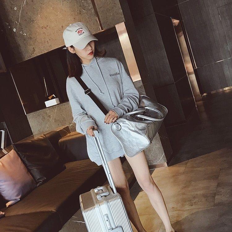 PU Leather Shoulder Travel Bag Leisure Sport Handbag (Silver)