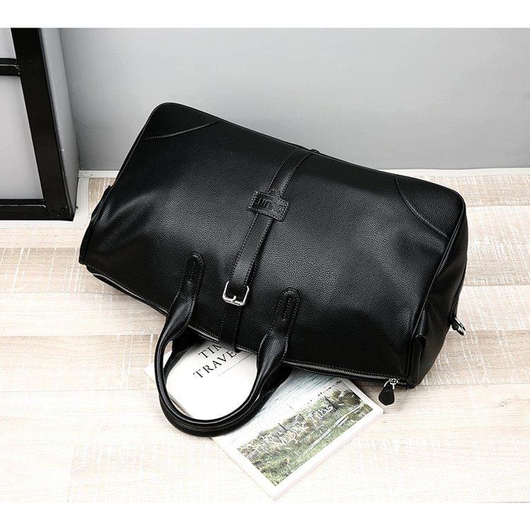 Leisure PU Leather Shoulder Travel Bag Sport Handbag (Black)