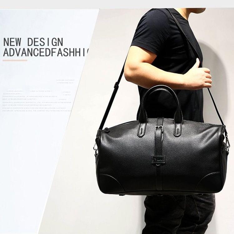 Leisure PU Leather Shoulder Travel Bag Sport Handbag (Black)