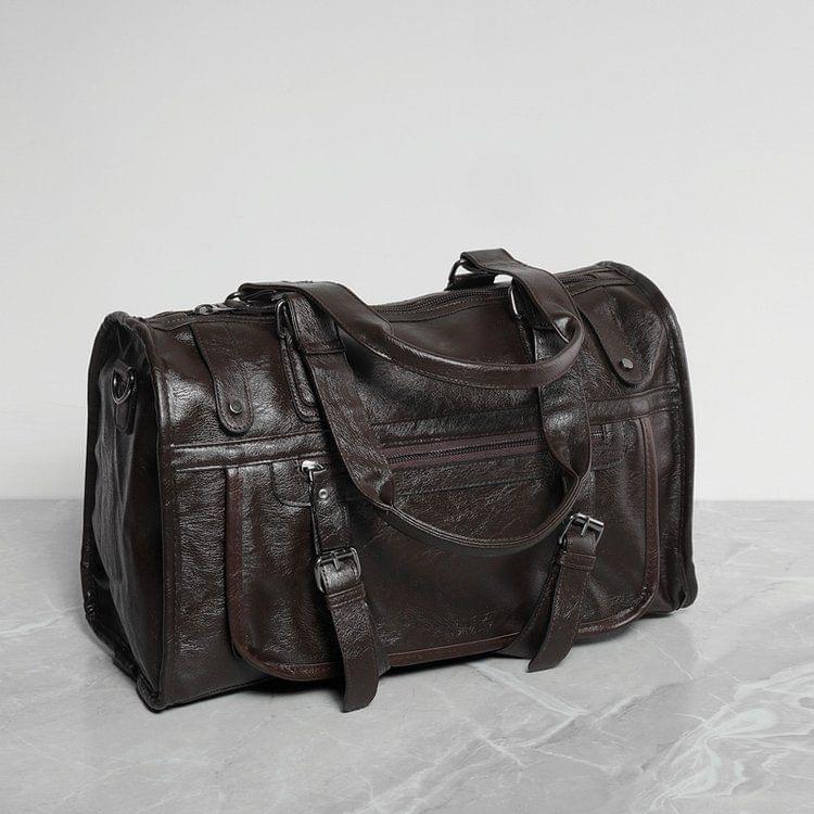 PU Leather Shoulder Travel Bag Leisure Men Handbag (Brown)