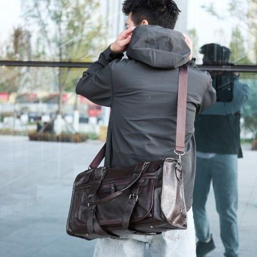 PU Leather Shoulder Travel Bag Leisure Men Handbag (Brown)