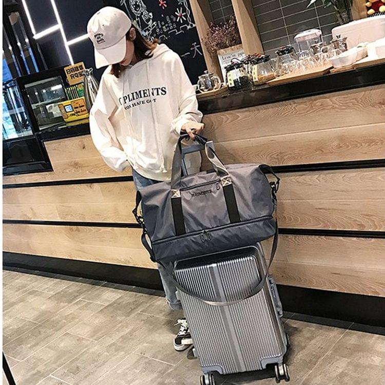 Dry and Wet Separating Shoulder Travel Bag Leisure Sport Handbag with Shoes Socket (Grey)