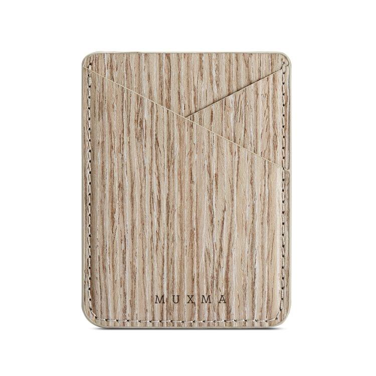 MUXMA Wood Grain Pocket Card Mini Mobile Phone Case 3M Plastic Credit Card Set
