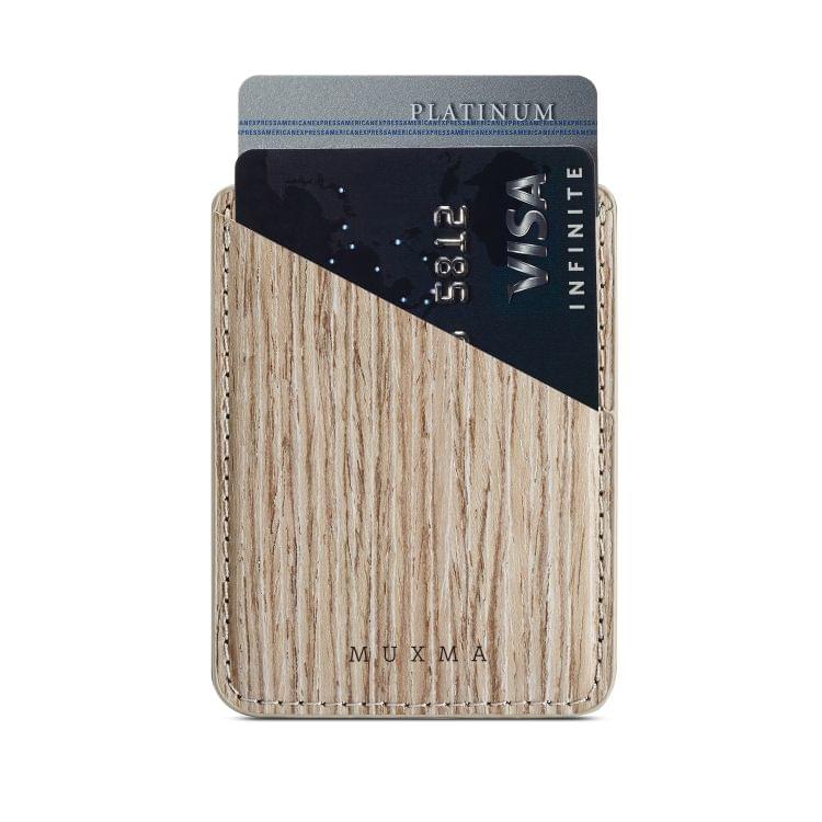 MUXMA Wood Grain Pocket Card Mini Mobile Phone Case 3M Plastic Credit Card Set