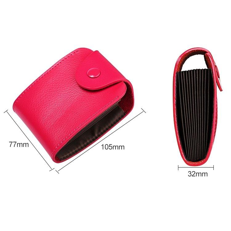 KB187 Litchi Texture Leather Large-capacity Card Holder Wallet (Rose Red)