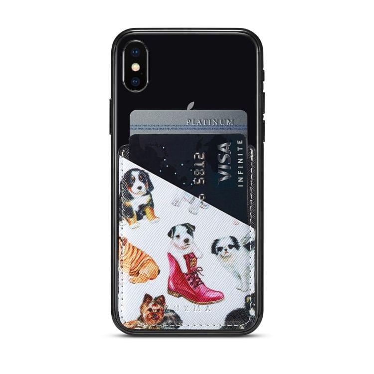 MUXMA  Cherry Leather Pocket Card Mini Mobile Phone Case 3M Plastic Credit Card Mobile Phone Back Stickers Card Sets (Black)