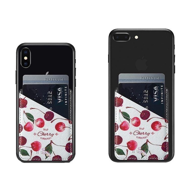 MUXMA  Cherry Leather Pocket Card Mini Mobile Phone Case 3M Plastic Credit Card Mobile Phone Back Stickers Card Sets (Black)