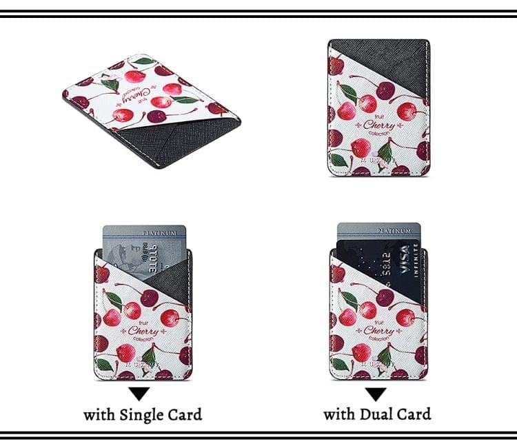 MUXMA  Cherry Leather Pocket Card Mini Mobile Phone Case 3M Plastic Credit Card Mobile Phone Back Stickers Card Sets (Black)
