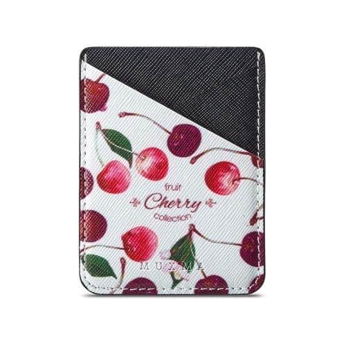 MUXMA  Cherry Leather Pocket Card Mini Mobile Phone Case 3M Plastic Credit Card Mobile Phone Back Stickers Card Sets (Black)
