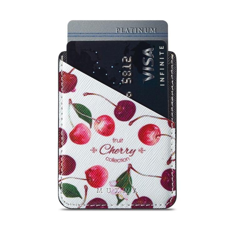 MUXMA  Cherry Leather Pocket Card Mini Mobile Phone Case 3M Plastic Credit Card Mobile Phone Back Stickers Card Sets (Black)