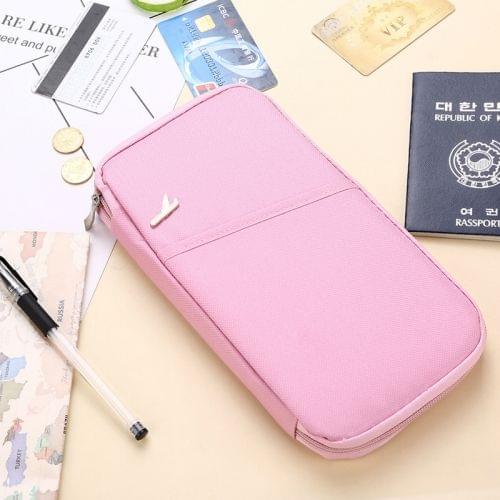 Multi-function Passport Travel Wallet Certificates Ticket Case with Card Slots & Wallet (Pink)