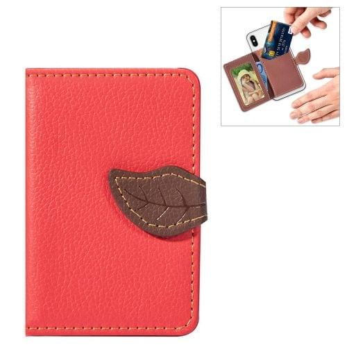 Mobile Phone Universal Leaf multi-function Card Slot & Wallet & Holder & Photo Frame (Red)