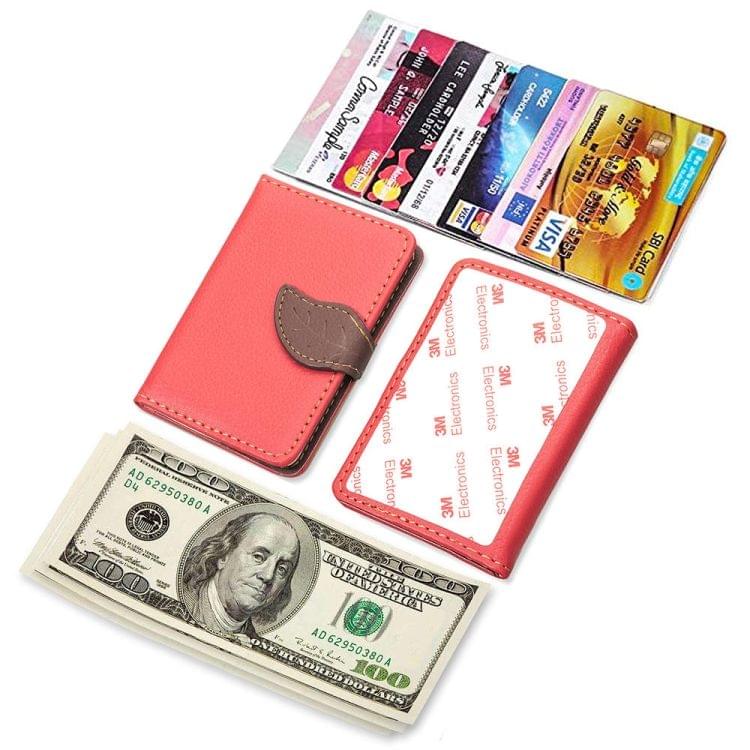 Mobile Phone Universal Leaf multi-function Card Slot & Wallet & Holder & Photo Frame (Red)