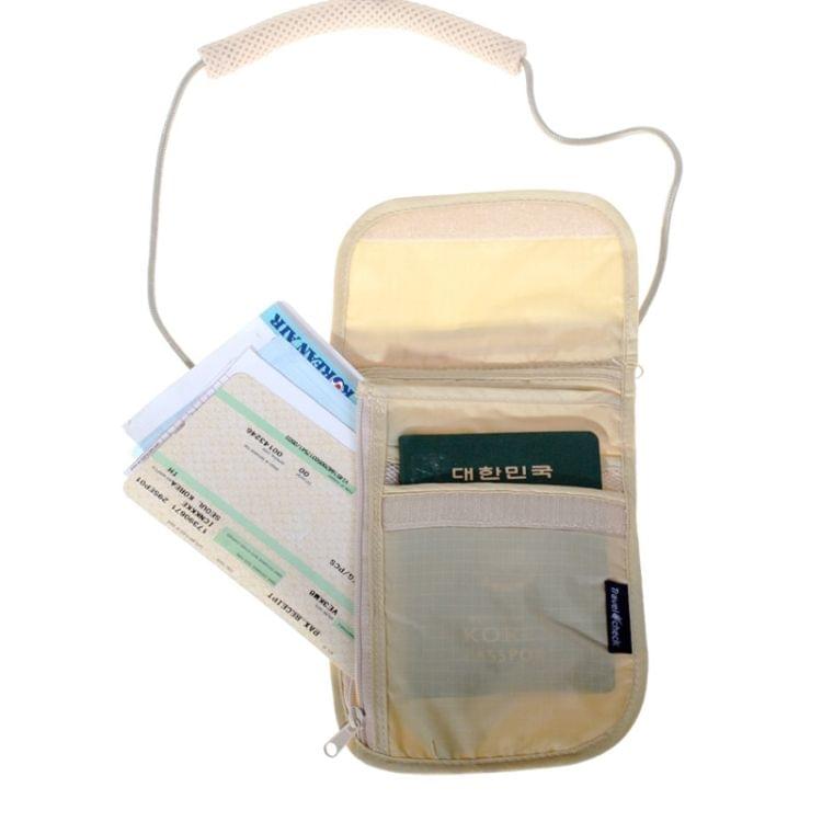 Women Messenger Passport Cover Travel Wallet Men Travel leisure Hanging Neck Wallet Security Anti-theft Package(Ivory White)