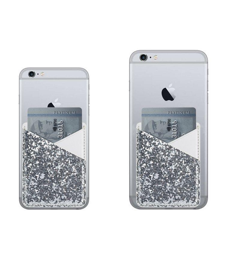 MUXMA white Sequin Leather Pocket Card Mini Mobile Phone Case 3M Plastic Credit Card Mobile Phone Back Stickers Card Package Card Sets
