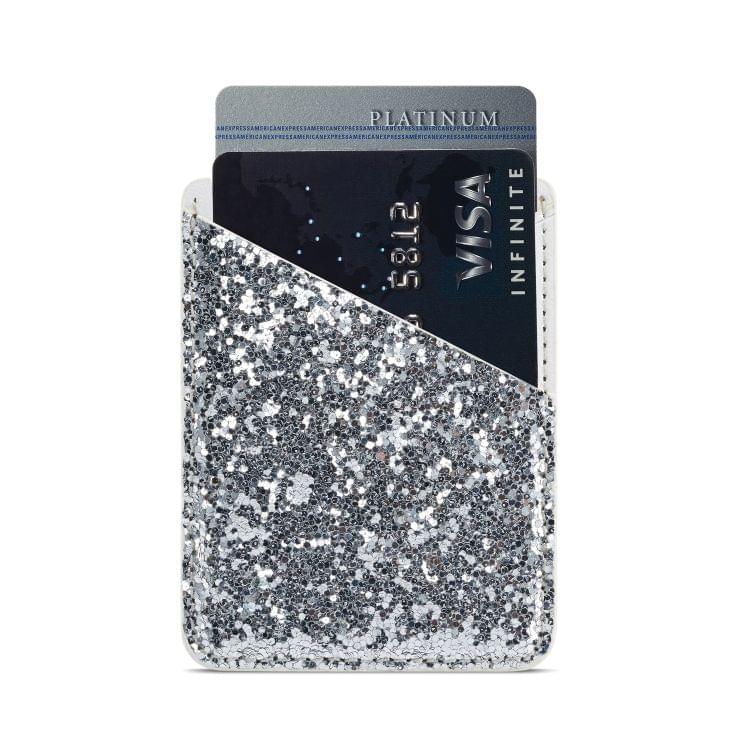 MUXMA white Sequin Leather Pocket Card Mini Mobile Phone Case 3M Plastic Credit Card Mobile Phone Back Stickers Card Package Card Sets