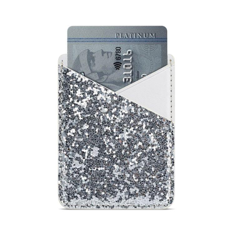 MUXMA white Sequin Leather Pocket Card Mini Mobile Phone Case 3M Plastic Credit Card Mobile Phone Back Stickers Card Package Card Sets