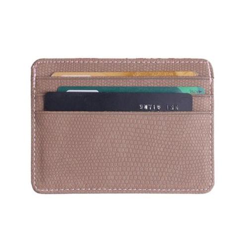 5 PCS Lizard Pattern PU Leather Bank Card Set Card Package(Khaki)