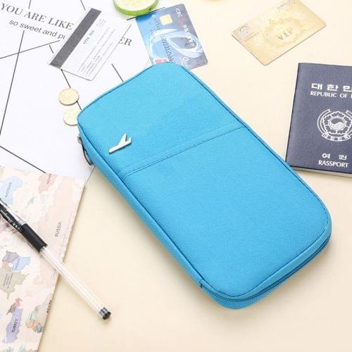 Multi-function Passport Travel Wallet Certificates Ticket Case with Card Slots & Wallet (Blue)