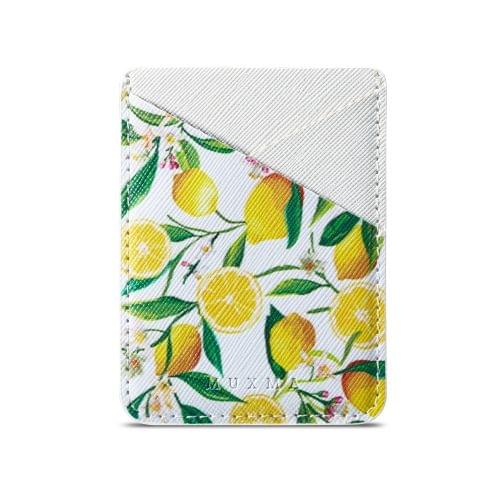 MUXMA  Lemon Leather Pocket Card Mini Mobile Phone Case 3M Plastic Credit Card Mobile Phone Back Stickers Card Sets (White)