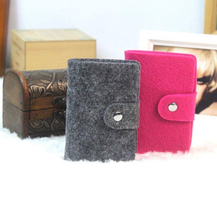 3 PCS Vintage Wool Felt 24 Multi-card Card Package Bus Bank Card Bag(Black)