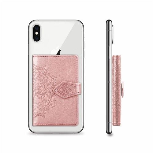 Mobile Phone Universal With Embossed Mandala Card Bag & Wallet & Holder & Photo Frame(Rose Gold)