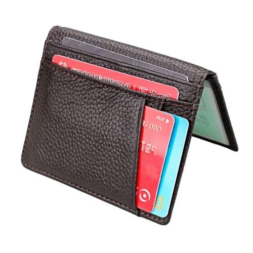 KB173 Ultrathin Litchi Texture Leather Card Holder Certificate Bag (Coffee)