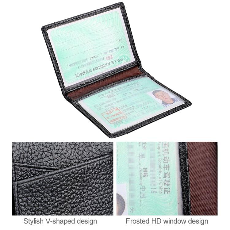 KB173 Ultrathin Litchi Texture Leather Card Holder Certificate Bag (Coffee)