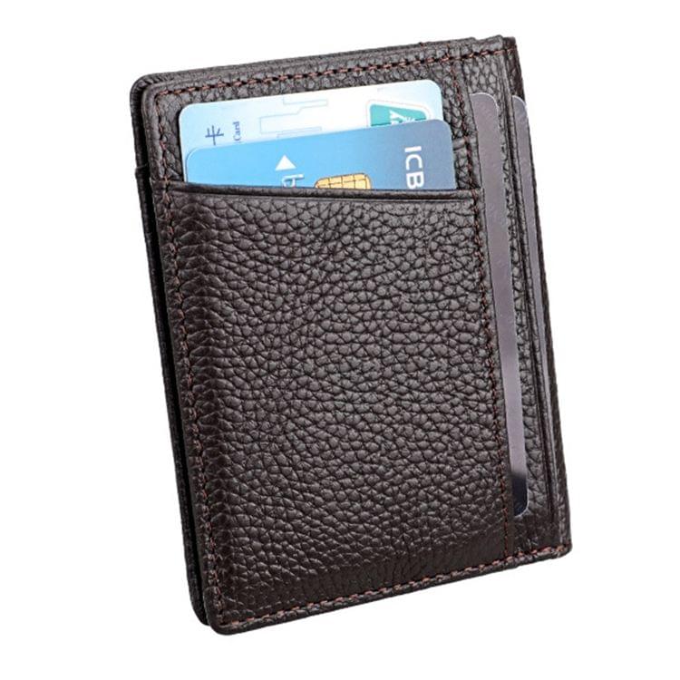 KB173 Ultrathin Litchi Texture Leather Card Holder Certificate Bag (Coffee)