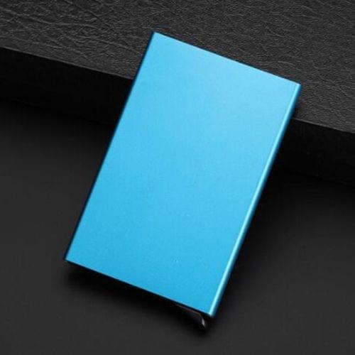 Automatic Silde Card Holder Men Business RFID Blocking Wallet Credit Card Protector Case(Blue)