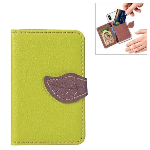 Mobile Phone Universal Leaf multi-function Card Slot & Wallet & Holder & Photo Frame (Green)