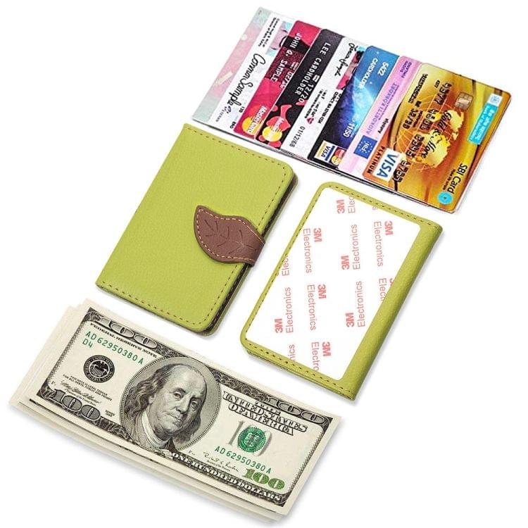 Mobile Phone Universal Leaf multi-function Card Slot & Wallet & Holder & Photo Frame (Green)