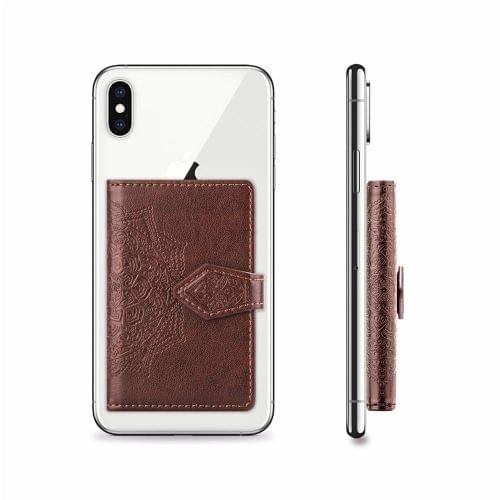 Mobile Phone Universal With Embossed Mandala Card Bag & Wallet & Holder & Photo Frame(Brown)