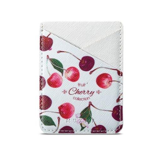 MUXMA  Cherry Leather Pocket Card Mini Mobile Phone Case 3M Plastic Credit Card Mobile Phone Back Stickers Card Sets (White)