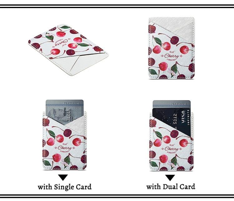 MUXMA  Cherry Leather Pocket Card Mini Mobile Phone Case 3M Plastic Credit Card Mobile Phone Back Stickers Card Sets (White)