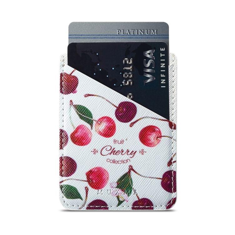 MUXMA  Cherry Leather Pocket Card Mini Mobile Phone Case 3M Plastic Credit Card Mobile Phone Back Stickers Card Sets (White)