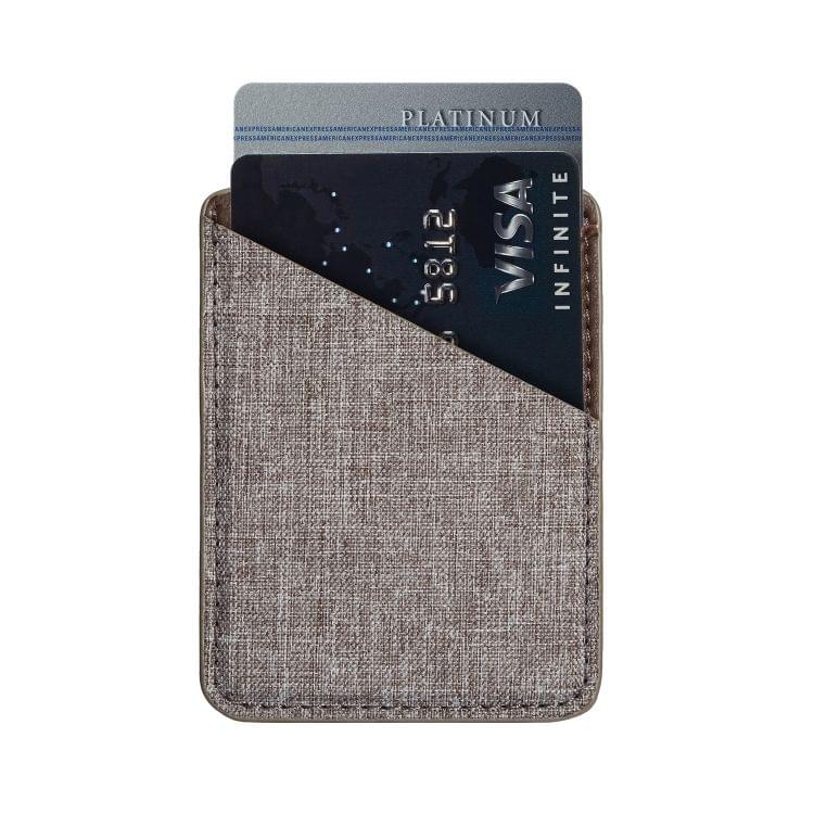 MUXMA Canvas Leather Pocket Card Mini Mobile Phone Case 3M Plastic Credit Card Set (Brown)