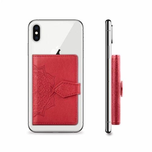 Mobile Phone Universal With Embossed Mandala Card Bag & Wallet & Holder & Photo Frame(Red)