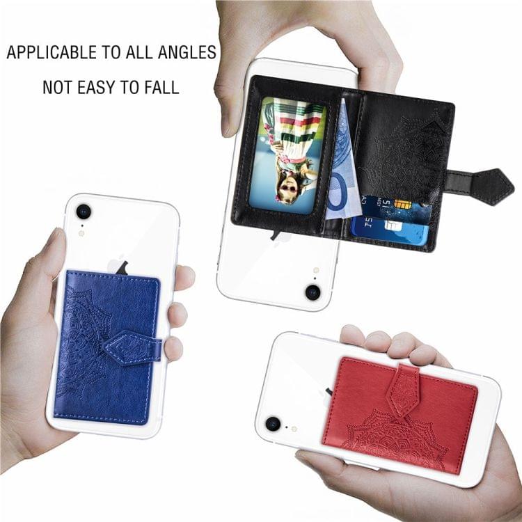 Mobile Phone Universal With Embossed Mandala Card Bag & Wallet & Holder & Photo Frame(Red)