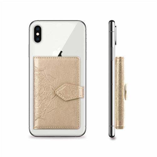 Mobile Phone Universal With Embossed Mandala Card Bag & Wallet & Holder & Photo Frame(Gold)