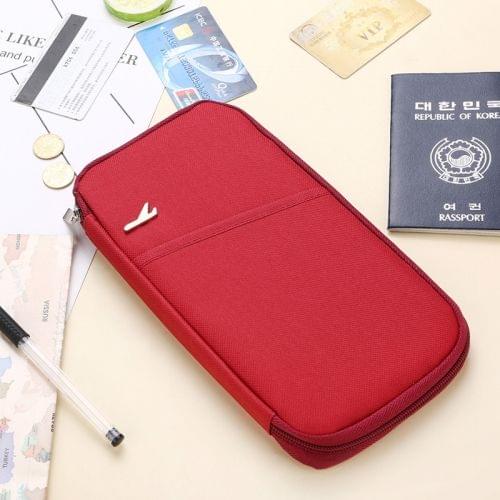 Multi-function Passport Travel Wallet Certificates Ticket Case with Card Slots & Wallet (Red)