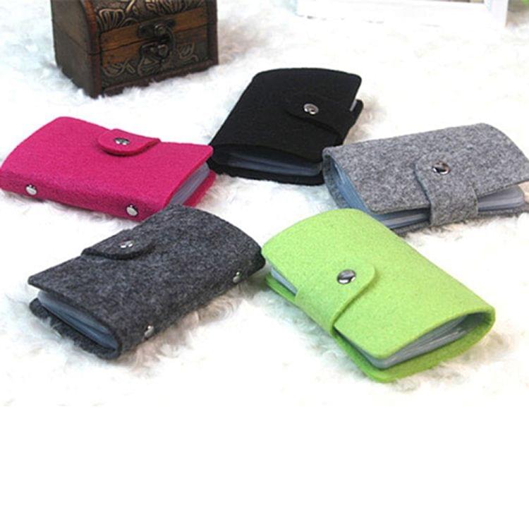 3 PCS Vintage Wool Felt 24 Multi-card Card Package Bus Bank Card Bag(Rose Red)