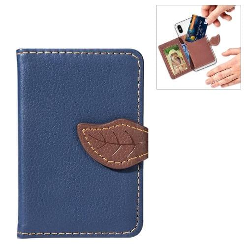 Mobile Phone Universal Leaf multi-function Card Slot & Wallet & Holder & Photo Frame (Blue)