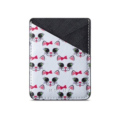 MUXMA  Kitten Leather Pocket Card Mini Mobile Phone Case 3M Plastic Credit Card Mobile Phone Back Stickers Card Sets (Black)