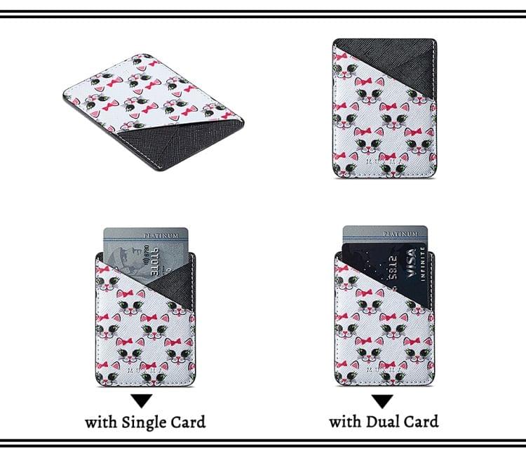 MUXMA  Kitten Leather Pocket Card Mini Mobile Phone Case 3M Plastic Credit Card Mobile Phone Back Stickers Card Sets (Black)