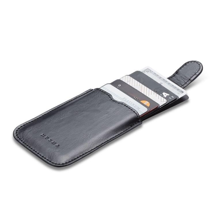 MUXMA RFID Blocking Leather Pocket Card 5 Card Pack Mobile Shell 3M Plastic Credit Card Set (Black)