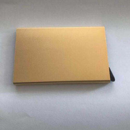 Automatic Silde Card Holder Men Business RFID Blocking Wallet Credit Card Protector Case(Gold)