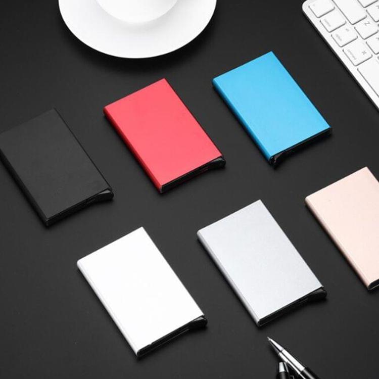 Automatic Silde Card Holder Men Business RFID Blocking Wallet Credit Card Protector Case(Gold)