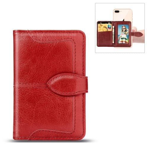 Mobile Phone Universal With Retro Pure Color Card Slot & Wallet & Holder & Photo Frame (Red)