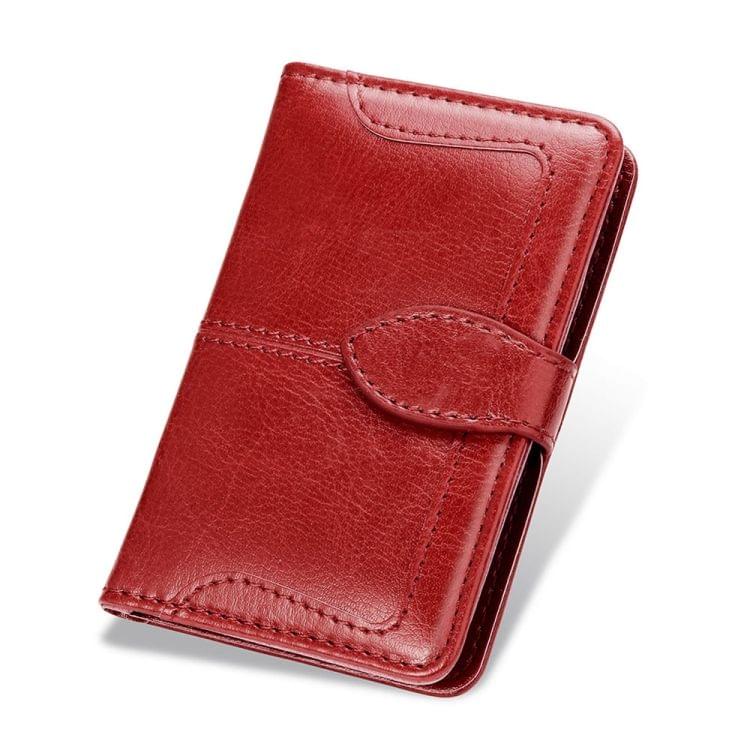 Mobile Phone Universal With Retro Pure Color Card Slot & Wallet & Holder & Photo Frame (Red)